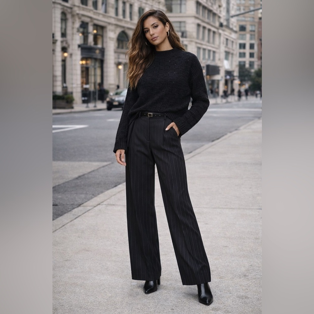 Karen Scott Black Striped Dress Pants 14